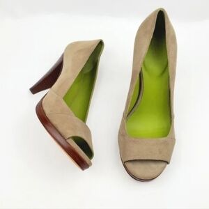Boden Real Leather Taupe Heel Pumps Size 38/8